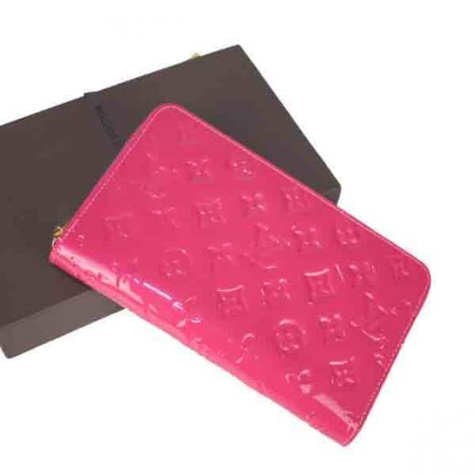 Chic LV Monogram Vernis  Timeless Pink Card Bag Gold Around Zip Online shop