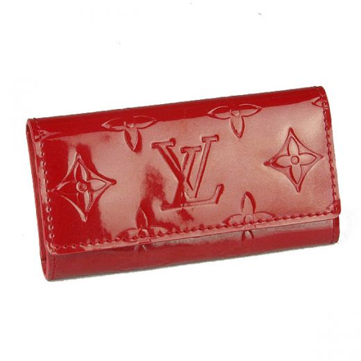 Designer LV Monogram Vernis Red Key Bag 3-Fold Style For UK Vogue Girls 