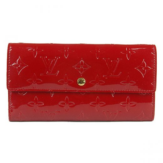 Louis Vuitton Red Monogram Vernis  Bi-fold Pocketbook 2022 Street Fashion Girlfriend Gift