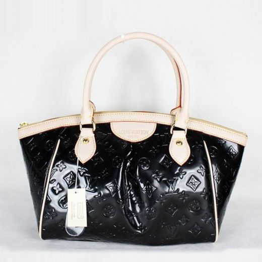 Timeless Copy Louis Vuitton Monogram Vernis White Charmming Black Patent Leather Hand Bag Celebrity Fashion