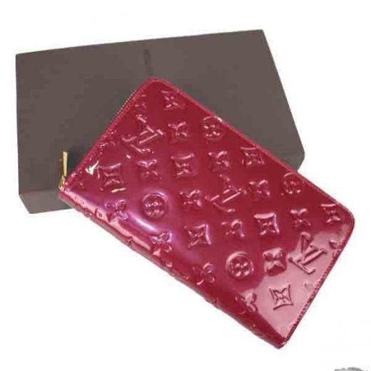 Good Quality Louis Vuitton Monogram Vernis Golden Zip-around Closure Red Long Wallet For Womens 