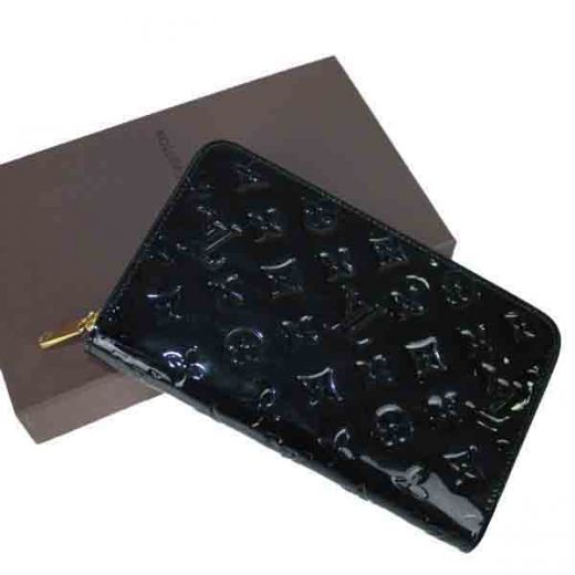 Top Sale Louis Vuitton Monogram Vernis Black Enamel Leather Long Style Golden Zipper Wallet For Ladies 