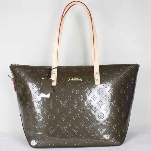 Most Fashion Louis Vuitton Monogram Vernis Beige Flat Handles Grey Enamel Leather Tote Bag For Ladies