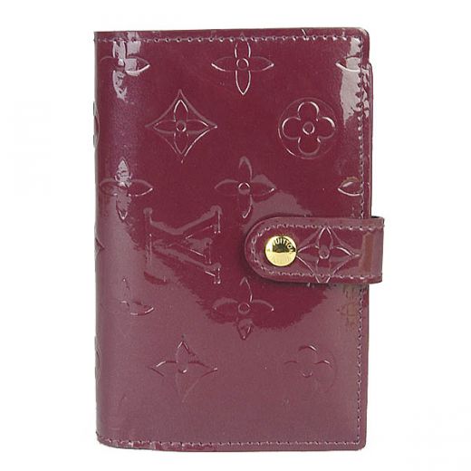 Stylish Knockoff  LV Monogram Vernis Flip-fold Short Purple wallet Gift Sale