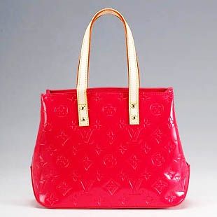 Spring New Louis Vuitton Monogram Vernis Beige Flat Top Handles Red Patent Leather Tote Bag For Ladies 
