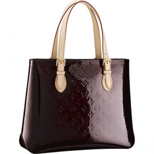  Louis Vuitton Vuitton Monogram Vernis Beige Belt Shoulder Handles Buckle Details Coffee Womens Shoulder Bag 