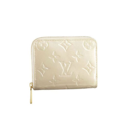 Chic Louis Vuitton Monogram Vernis Patent Leather Yellow Gold Zipper Ladies Wallet Beige Short Coin Purse