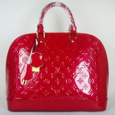 Hot Selling Louis Vuitton Alma Monogram Vernis Leather Golden Hardware Ladies Zipper Tote Bag Cherry M90169