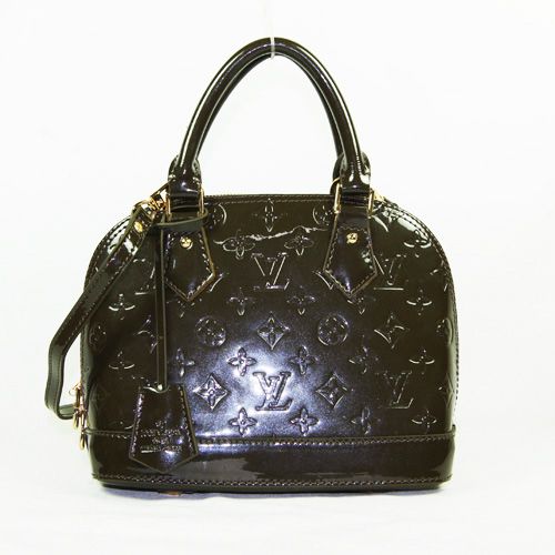Women's Louis Vuitton Alma Monogram Motif Vernis 2way Khaki Enamel Leather Crossbody Bag For Her