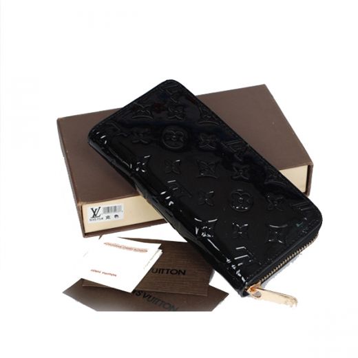 Cost-effective Louis Vuitton Black Monogram Vernis Wallet Gold Zip-arround Perfect Gift UK
