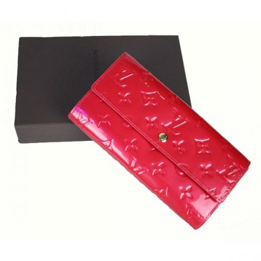 Louis Vuitton Monogram Vernis  Red Pocketbook Flip Style Multi-Compartments Design Mother gift Sale 