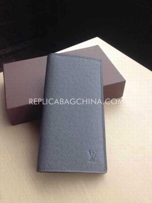 Good Quality Louis Vuitton Classic Logo Pattern Grey Cross Veins Leather Long Bi-fold Wallet For Mens