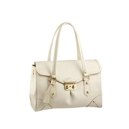 Louis Vuitton Suhali Narrow Top Handles Yellow Gold Studs Design Ladies White Leather Tote Bag Price List
