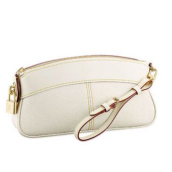 New Arrival Louis Vuitton Suhali Curved Top Yellow Gold Padlock Ladies White Leather Evening Bag Wrist Pouch