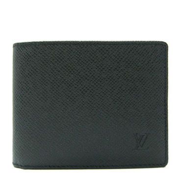  Louis Vuitton Taiga Best Quality Black Cow Leather Short Bi-fold Mens Wallet For Sale Online