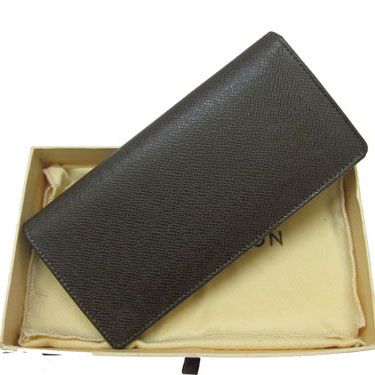 Best Fashion Louis Vuitton Taiga Males Black Cow Leather Long Wallet Bi-fold Card Bag Price List