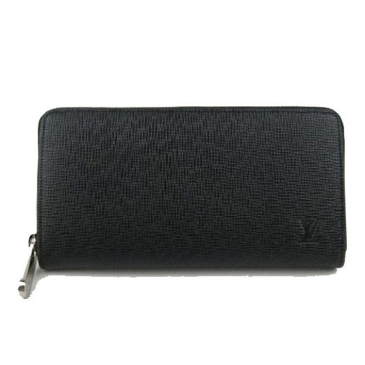 Best Louis Vuitton Taiga Silver Hardware Black Leather Silver Zippy Organizer Long Wallet For Mens
