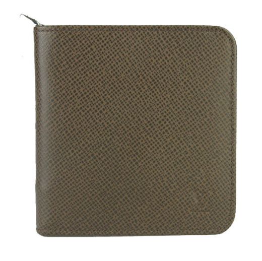 Low Price Louis Vuitton Taiga Coffee Cross Veins Leather Males Silver Zipper Short Wallet For Sale India