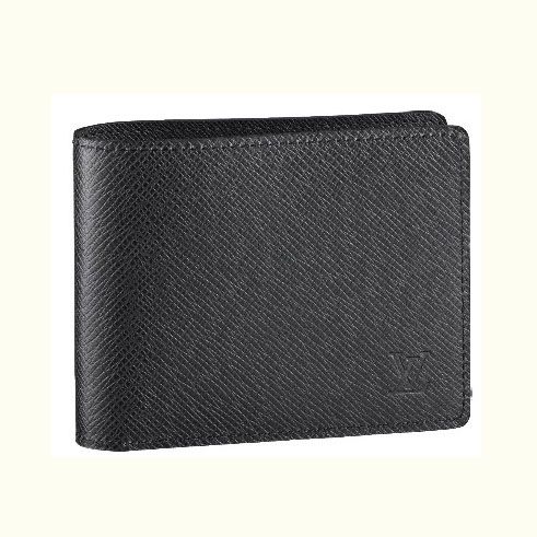 Low Price Louis Vuitton Louis Vuitton Taiga Black Cross Veins Cow Leather Wallet Mens Card Bag M32606