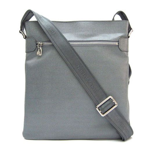 Good Quality Louis Vuitton Taiga 2way Silver Back  Zipper Pocket Mens Grey Cow Leather Handbag