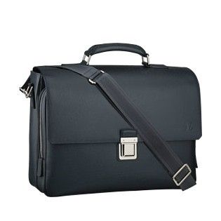 Most Popular Louis Vuitton Taiga Black Cow Leather Double Compartments Single Top Handle Mens 2way Bag 