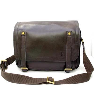 Vintage Style Louis Vuitton Utah Yellow Brass Hardware Mens 2way Brown Leather Flap Messenger Bag