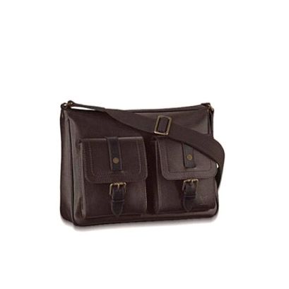 Louis Vuitton Utah Belt & Buckle Style Flap Pocket Mens 2way Brown Leather Crossbody Bag 