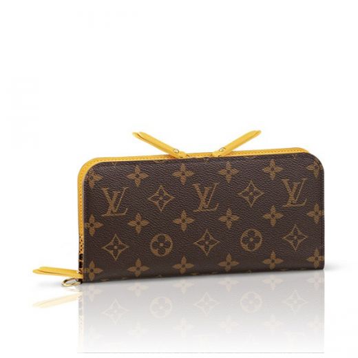 Fashion LV Yayoi Kusama Yellow Lining Classic Logo Monogram Ladies Brown Canvas Long Zipper Wallet Price List