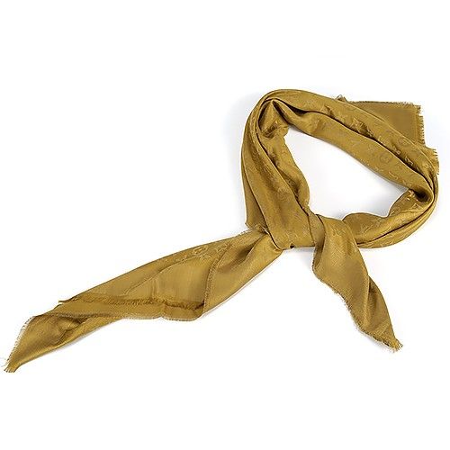 2019 Fashion Louis Vuitton Monogram Detail Mustard Silk Females Gold Sunrise Shawl For Sale 