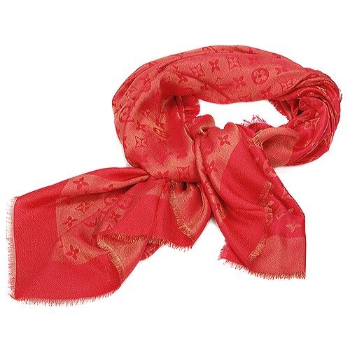 Spring Fashion Louis Vuitton Large LV Monogram Style Printing Red Silk Shawl For Ladies Price 