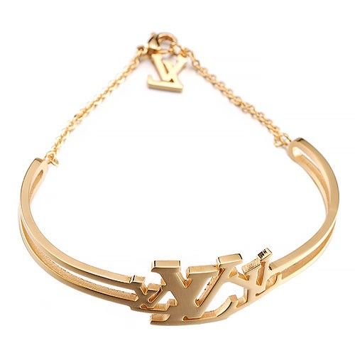 Unique Combination Bangle and Chain Gold Plated Bracelet Classic LV Brand Logo Fashion Jewelry Good Price