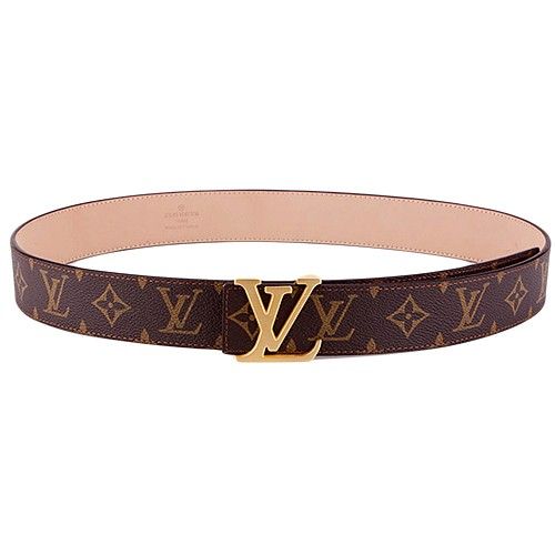 2022 Most Fashion Louis Vuitton Initiales Yellow Brass Logo Pin Buckle Brown Monogram Guy Belt 