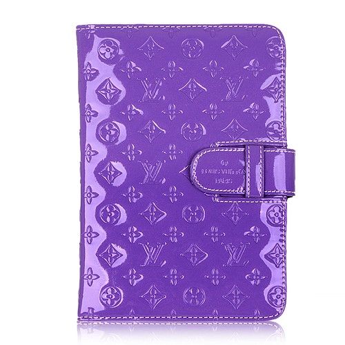 Elegant Style Louis Vuitton Vernis 5 Card Slots Purple Patent Leather Monogram Mini iPad Wallet Case
