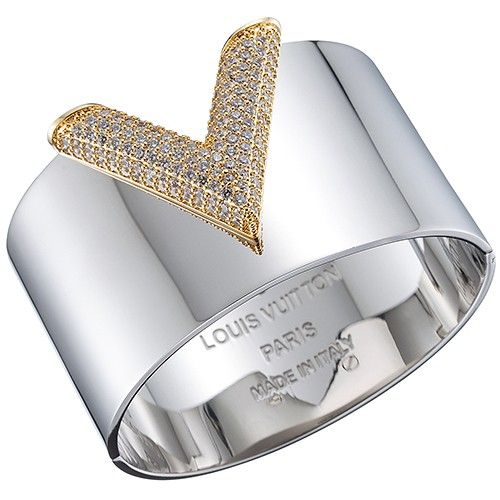 Timeless Style Womens Louis Vuitton Essential V Strass Yellow Gold Cuff Signature Silver Bracelet Online 