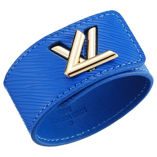 Most Popular Louis Vuitton Initiales Blue Epi Leather Twist Yellow Gold Interlocking LV Trimming Females Bracelet UK 