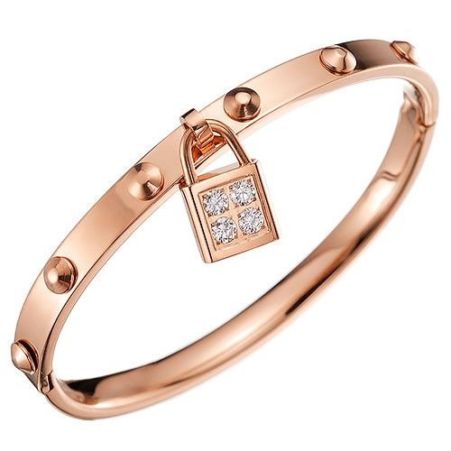 Louis Vuitton Rose-gold Lockit  Wristlet Diamond-LOCK&Lock Decorations Copy HK