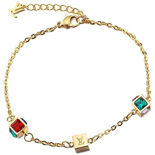 LV Gold-tone Gamble Colorful Diamond Decorations Bracelet 2019 New Arrival Jewels