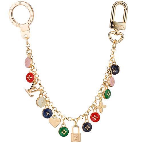 Stylish LV Multicolored Monogram  Gold Lock  Key Charm Chain Celebrity Girls