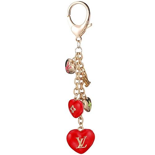  LV Monogram Multicolored Hearts  Key Chain Gold-plated Celebrity Style Women 