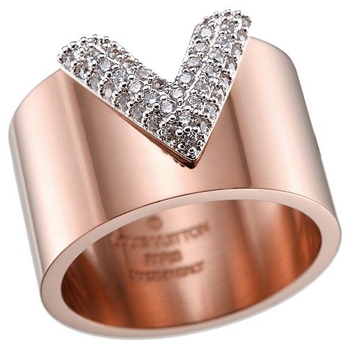  Louis Vuitton  Essential V 2-tone Rose Gold-plated Ring Inlaid Diamonds Fashion GIRl Malaysia 