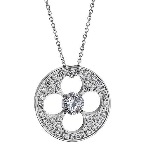 Louis Vuitton Silver-plated Men Diamond Blossom Necklace Disk Pendant New Arrival Chic Style