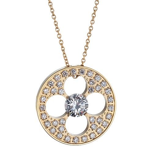 Louis Vuitton Gold-plated Blossom Necklace Round Charm Diamond Decoration Luxury America Men 