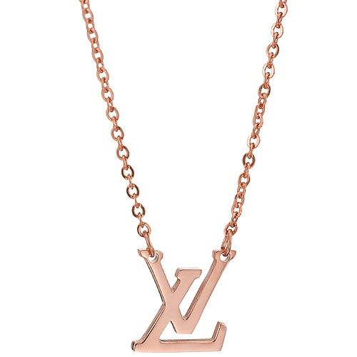 Louis Vuitton Wife Gift  Logo Pendant Necklace Business Style In Rose Gold Canada Price