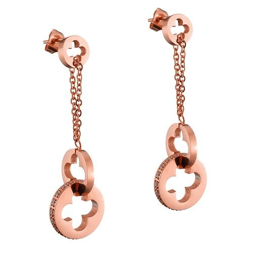 Fashion Louis Vuitton Monogram Flower Women Decked Crystals  Earrings Rose Gold-plated America