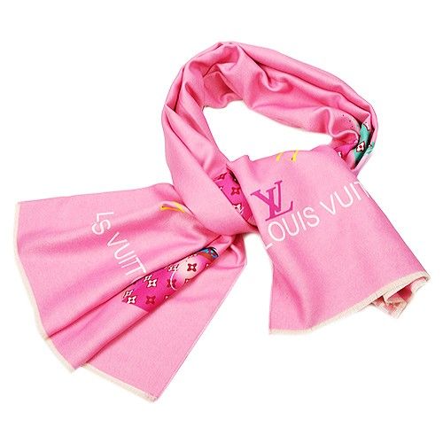 Spring Fashion Louis Vuitton Colorful Silhouette Signature Pink Scarf For Womens Price List 